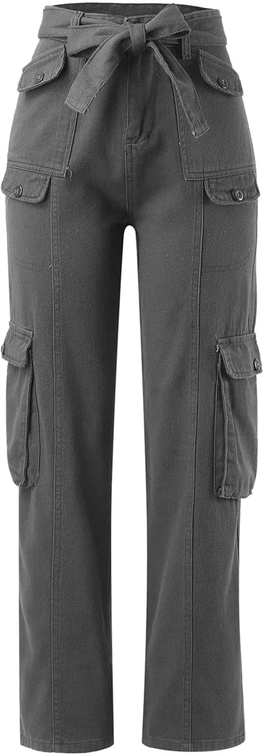 Womens Cargo Pants with Pockets Plus Size Hiking Pants Stretchy Combat Pants Casual Pants Fashion Streetwear