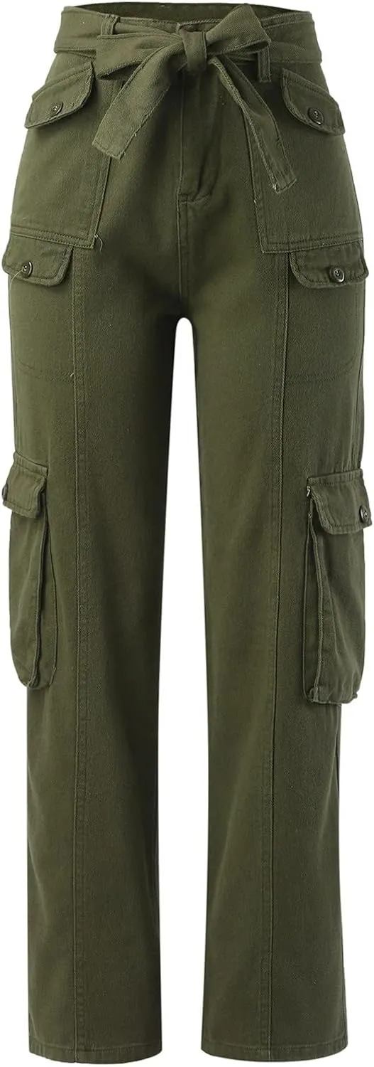 Womens Cargo Pants with Pockets Plus Size Hiking Pants Stretchy Combat Pants Casual Pants Fashion Streetwear