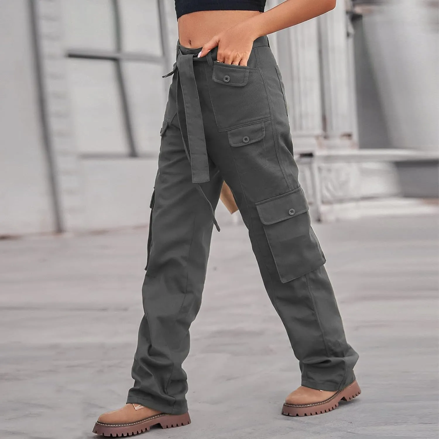 Womens Cargo Pants with Pockets Plus Size Hiking Pants Stretchy Combat Pants Casual Pants Fashion Streetwear