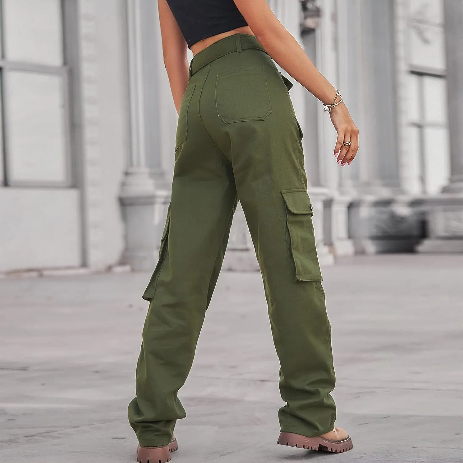 Womens Cargo Pants with Pockets Plus Size Hiking Pants Stretchy Combat Pants Casual Pants Fashion Streetwear