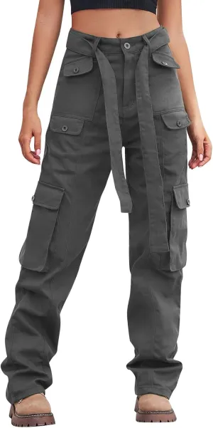 Womens Cargo Pants with Pockets Plus Size Hiking Pants Stretchy Combat Pants Casual Pants Fashion Streetwear
