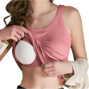 Womens Casual Tank Tops Summer Sleeveless Undershirts with Built in Bra Soft Comfy Workout Yoga Basic Tees Daily Wear
