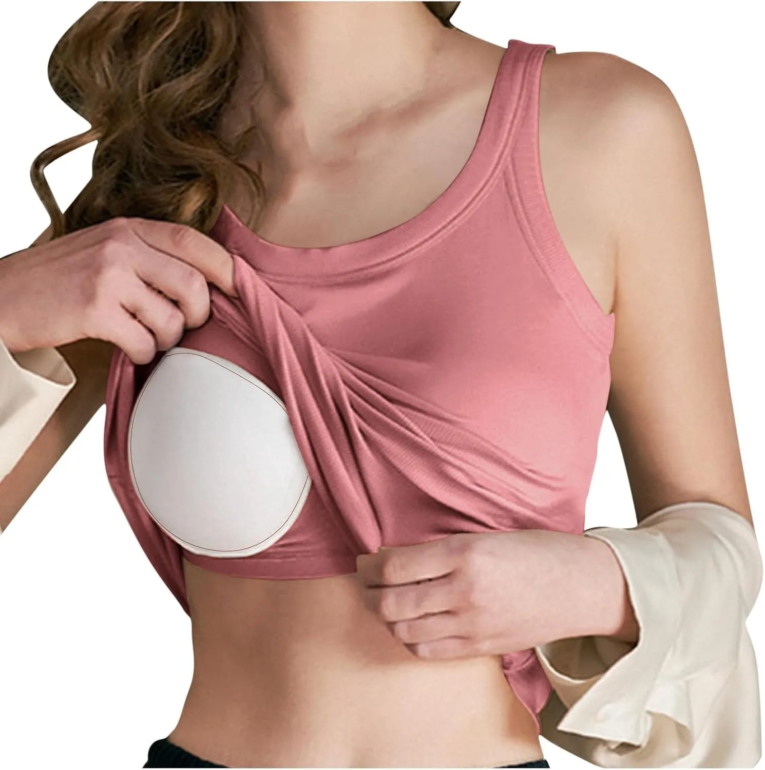 Womens Casual Tank Tops Summer Sleeveless Undershirts with Built in Bra Soft Comfy Workout Yoga Basic Tees Daily Wear