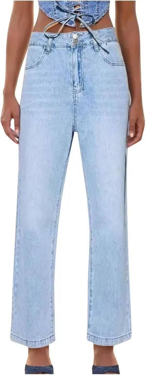 Womens Denim Pants High Waisted Wide Leg Jeans Trendy Work Pants Stretch Jeans Loose Fit Trousers Lightweight Pants