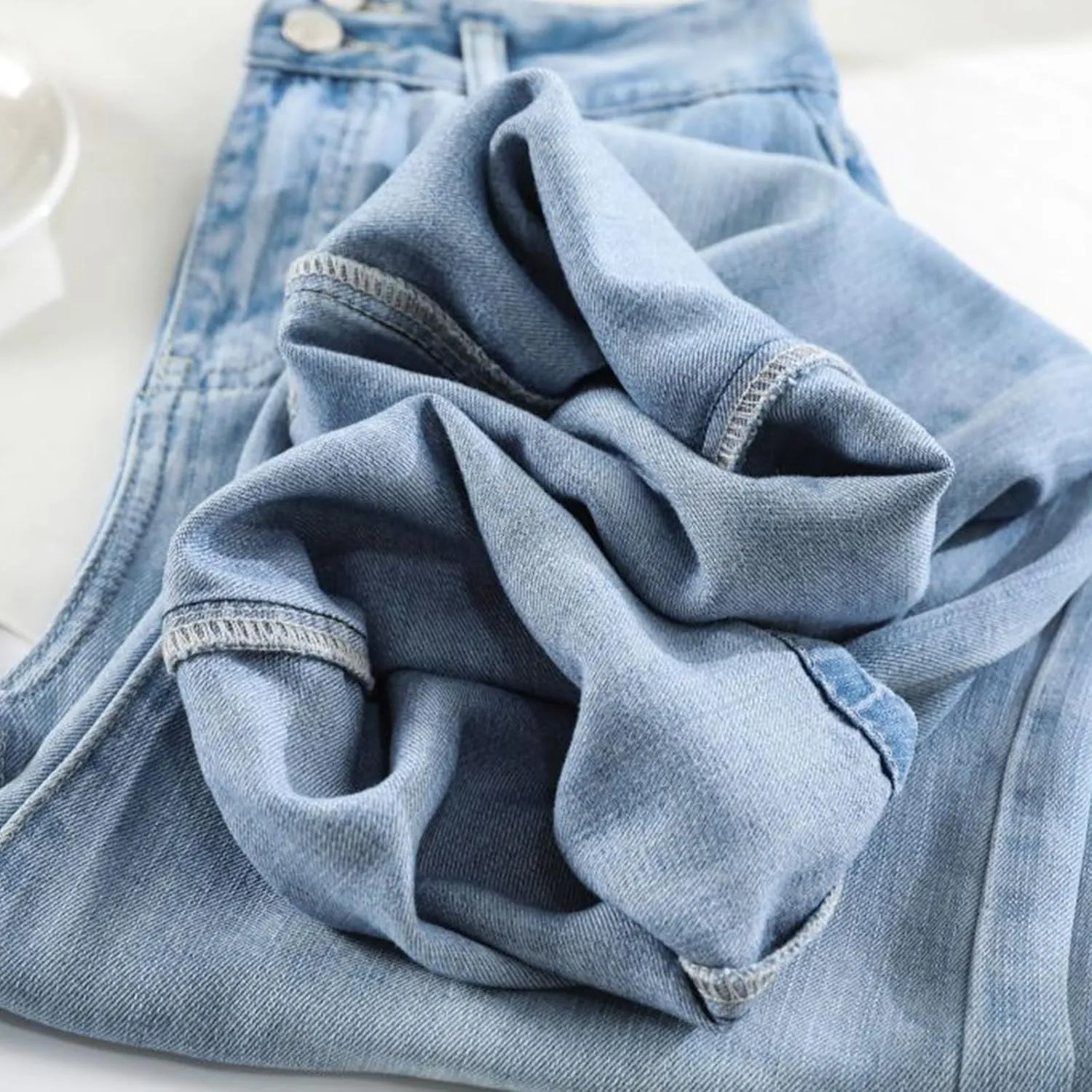 Womens Denim Pants High Waisted Wide Leg Jeans Trendy Work Pants Stretch Jeans Loose Fit Trousers Lightweight Pants