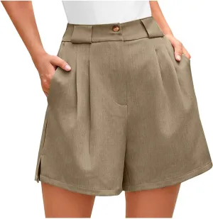 Women's Dressy Casual Shorts Wide Leg Summer Short Pants with Pockets High Waisted Business Work-Shorts