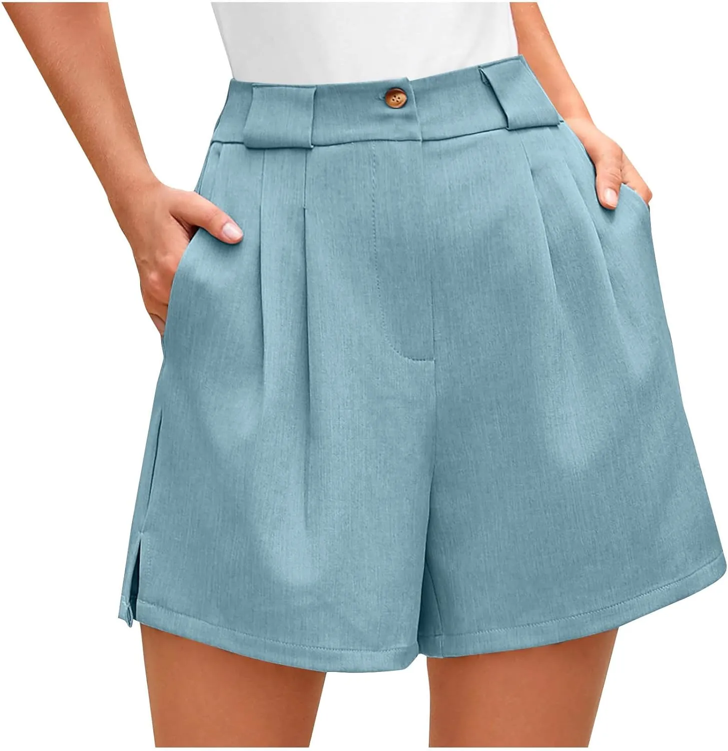 Women's Dressy Casual Shorts Wide Leg Summer Short Pants with Pockets High Waisted Business Work-Shorts