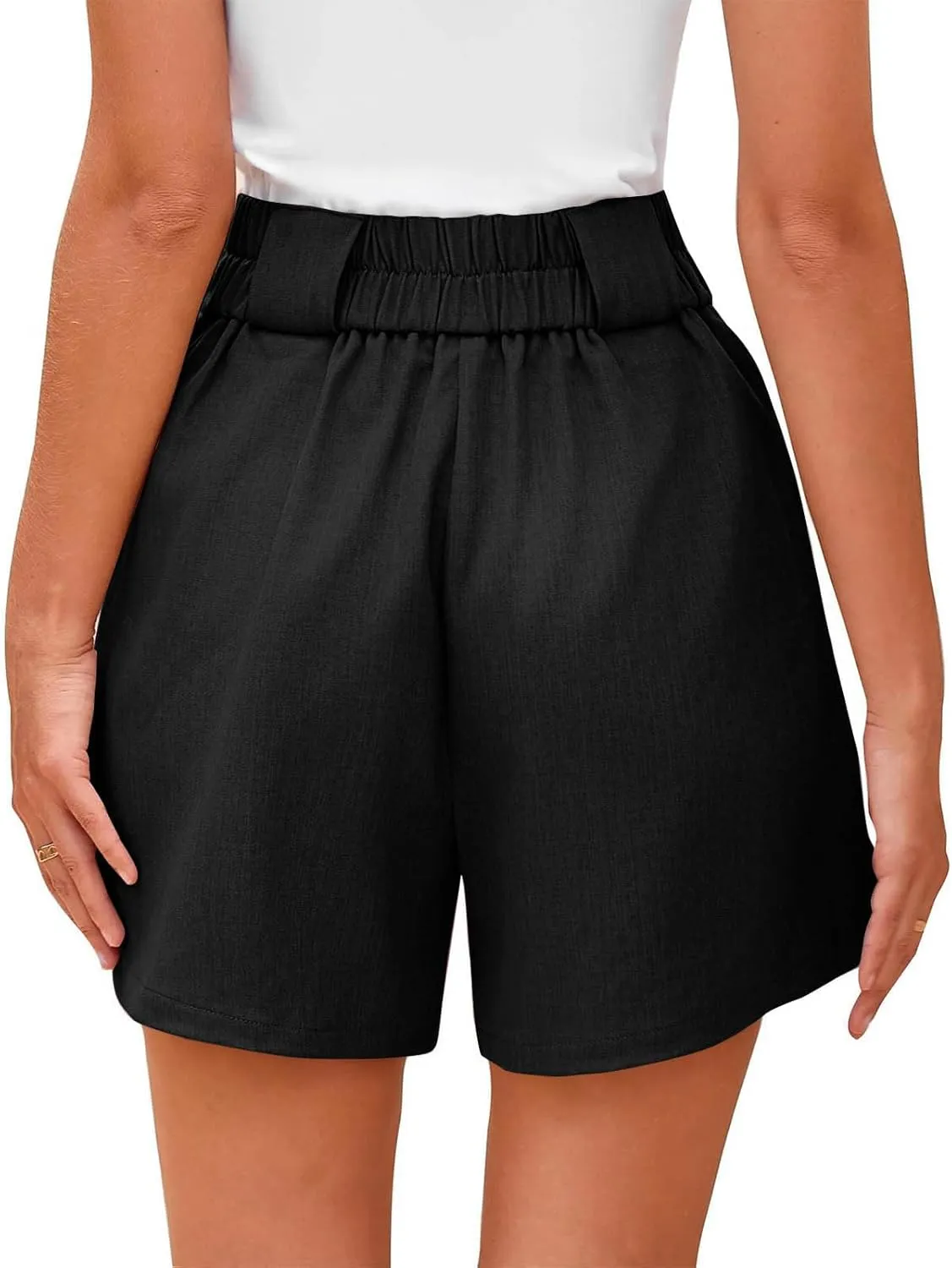 Women's Dressy Casual Shorts Wide Leg Summer Short Pants with Pockets High Waisted Business Work-Shorts