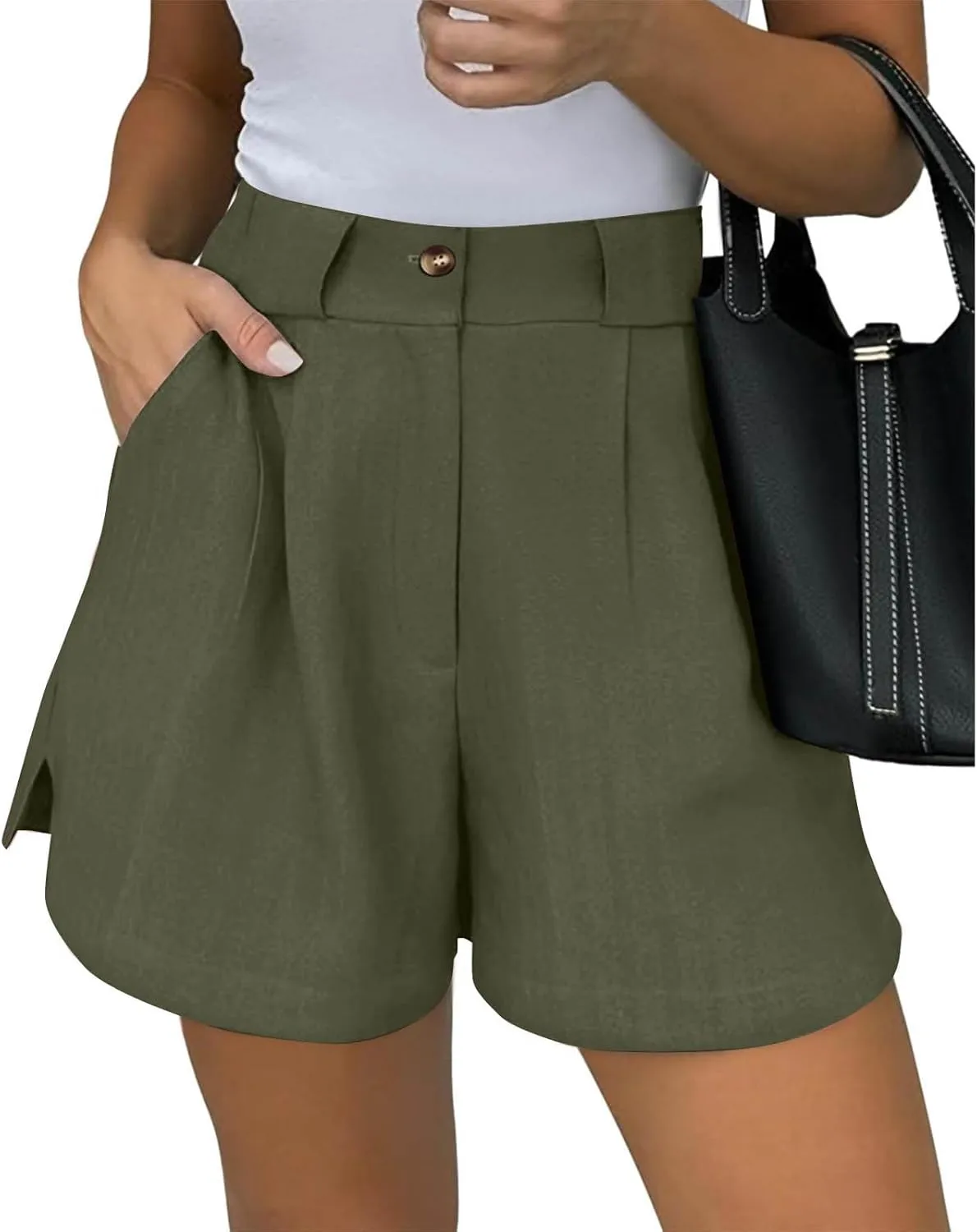 Women's Dressy Casual Shorts Wide Leg Summer Short Pants with Pockets High Waisted Business Work-Shorts
