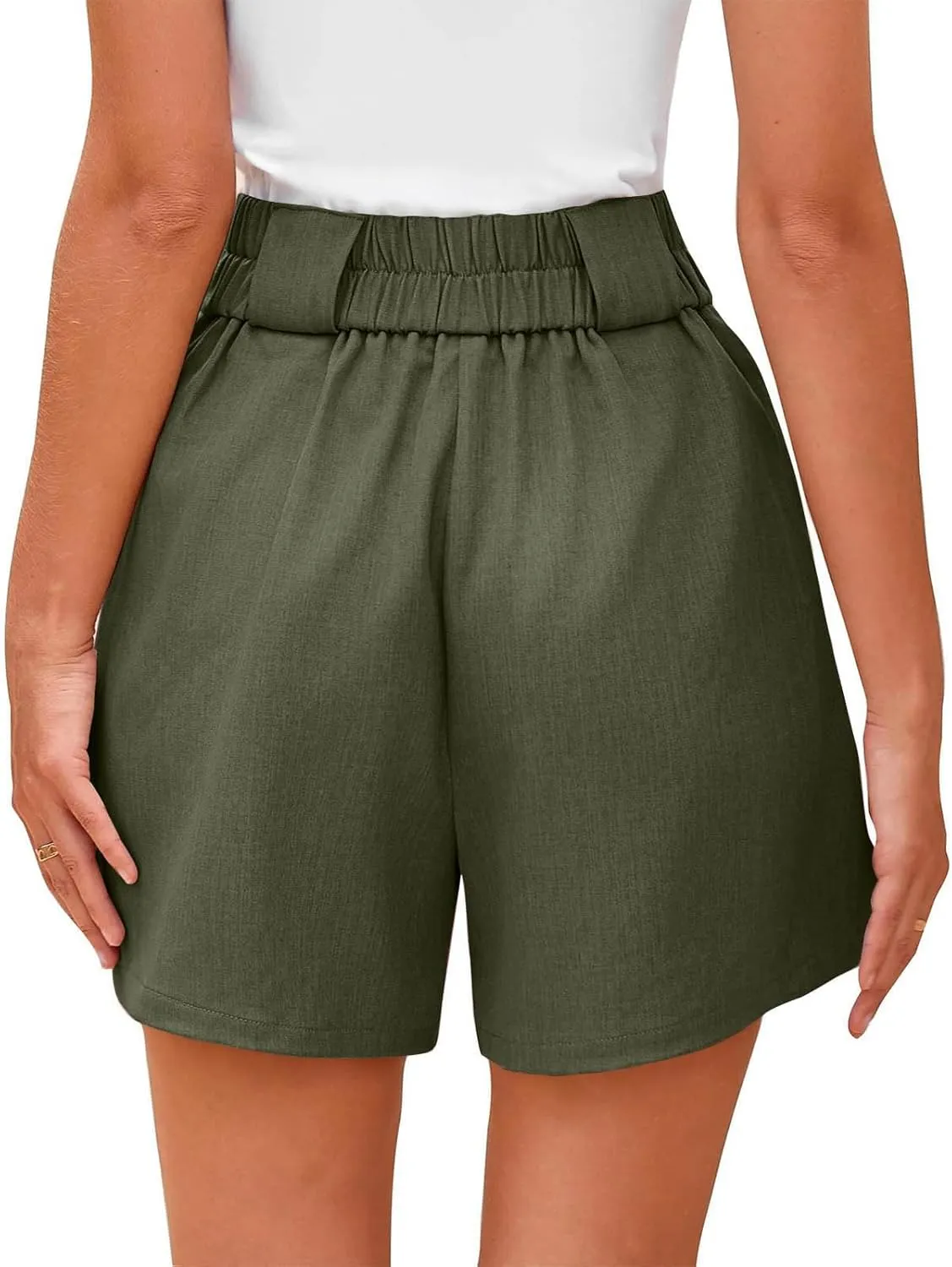 Women's Dressy Casual Shorts Wide Leg Summer Short Pants with Pockets High Waisted Business Work-Shorts