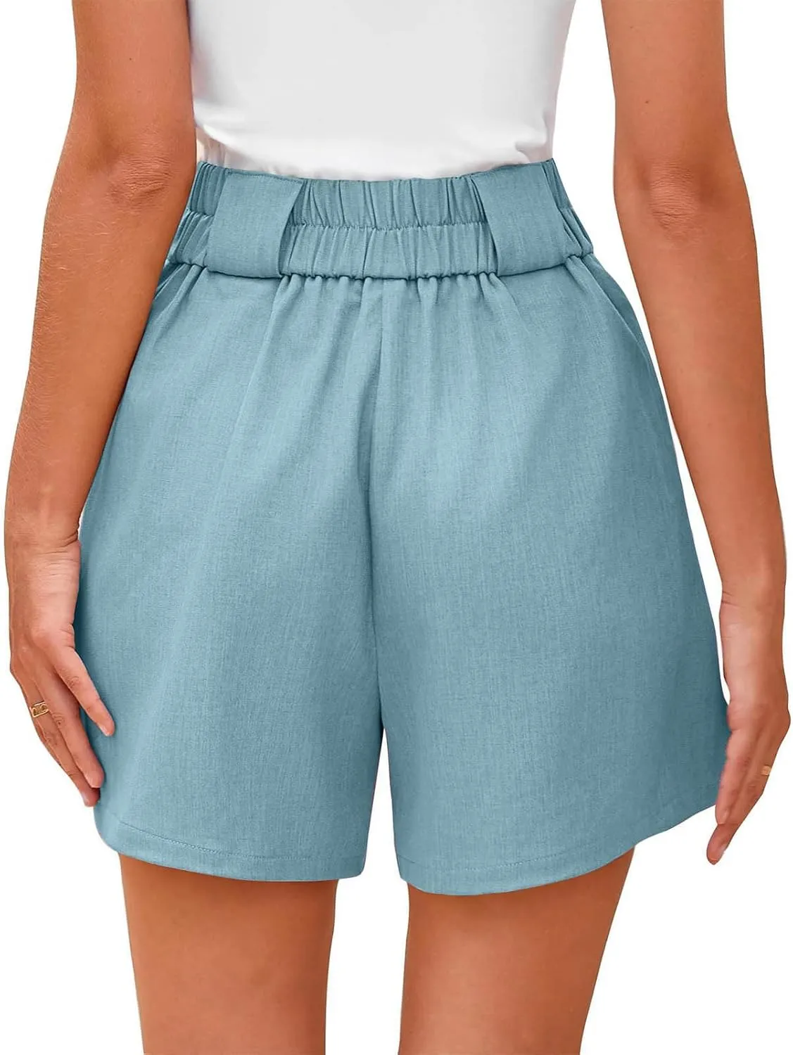 Women's Dressy Casual Shorts Wide Leg Summer Short Pants with Pockets High Waisted Business Work-Shorts