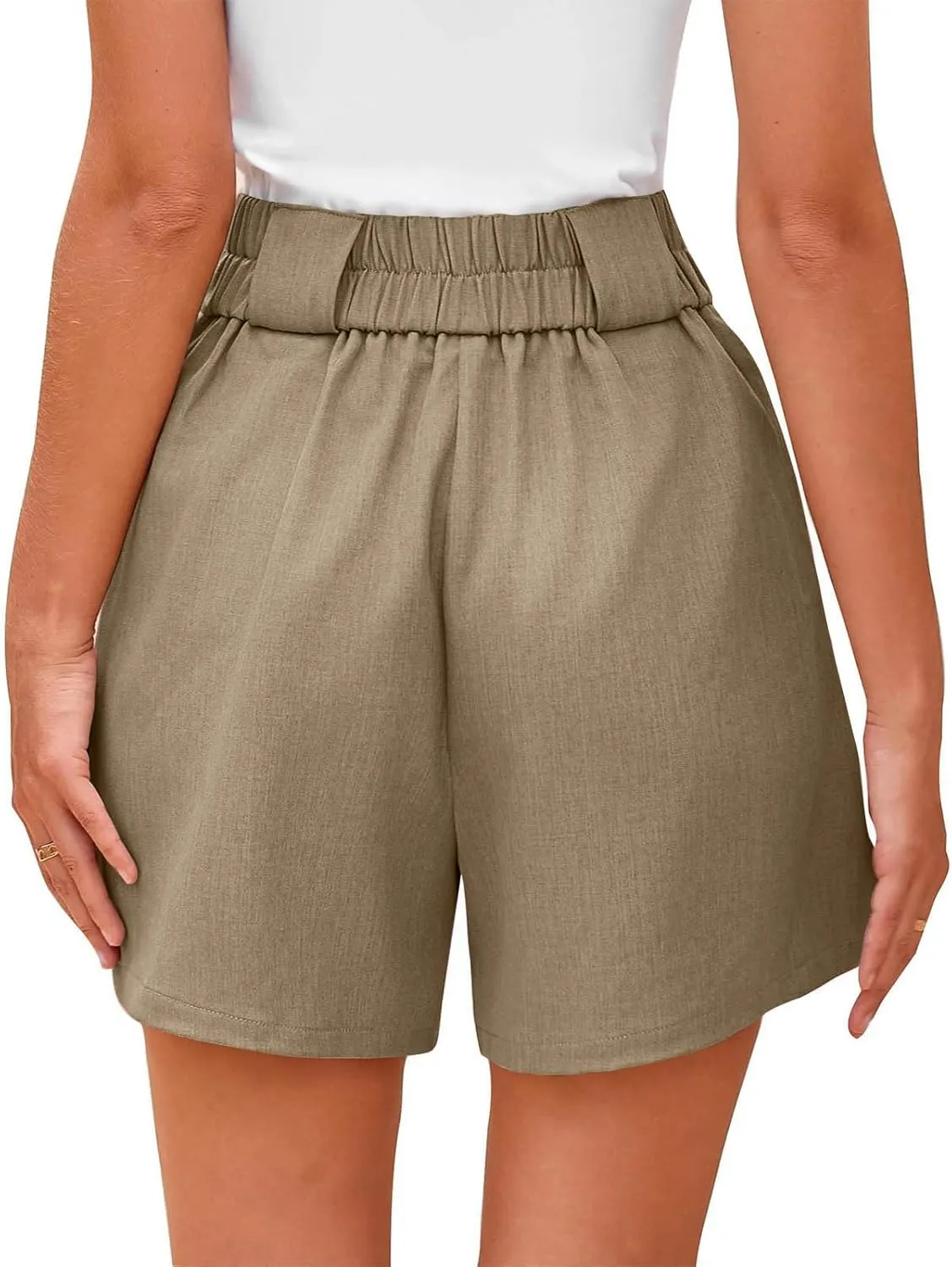 Women's Dressy Casual Shorts Wide Leg Summer Short Pants with Pockets High Waisted Business Work-Shorts