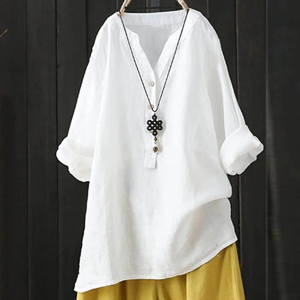 Women's Floral Print Linen Short Sleeve T Shirt Summer Basic Casual Oversized Blouses V-Neck Loose Tshirt
