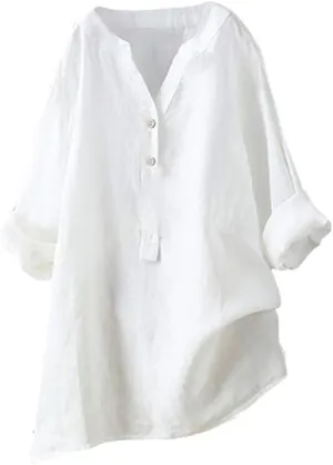 Women's Floral Print Linen Short Sleeve T Shirt Summer Basic Casual Oversized Blouses V-Neck Loose Tshirt