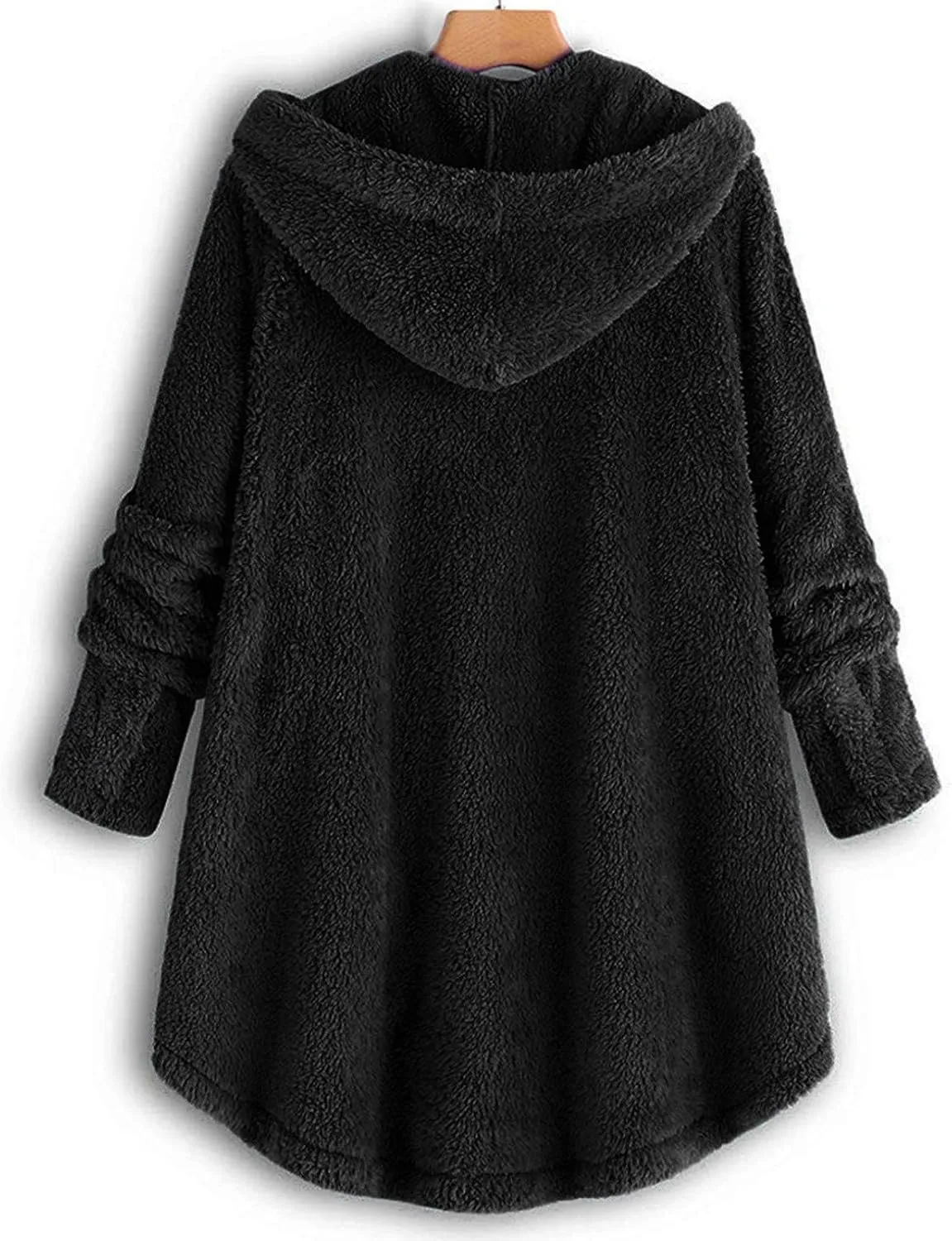 Womens Fuzzy Fleece Hoodie Jackets 2023 Fashion Button Down Sherpa Loungewear Oversized Cozy Home Shearling Coat