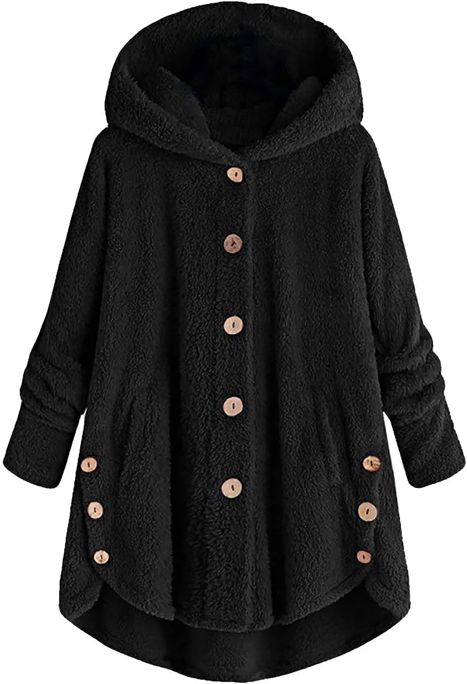 Womens Fuzzy Fleece Hoodie Jackets 2023 Fashion Button Down Sherpa Loungewear Oversized Cozy Home Shearling Coat