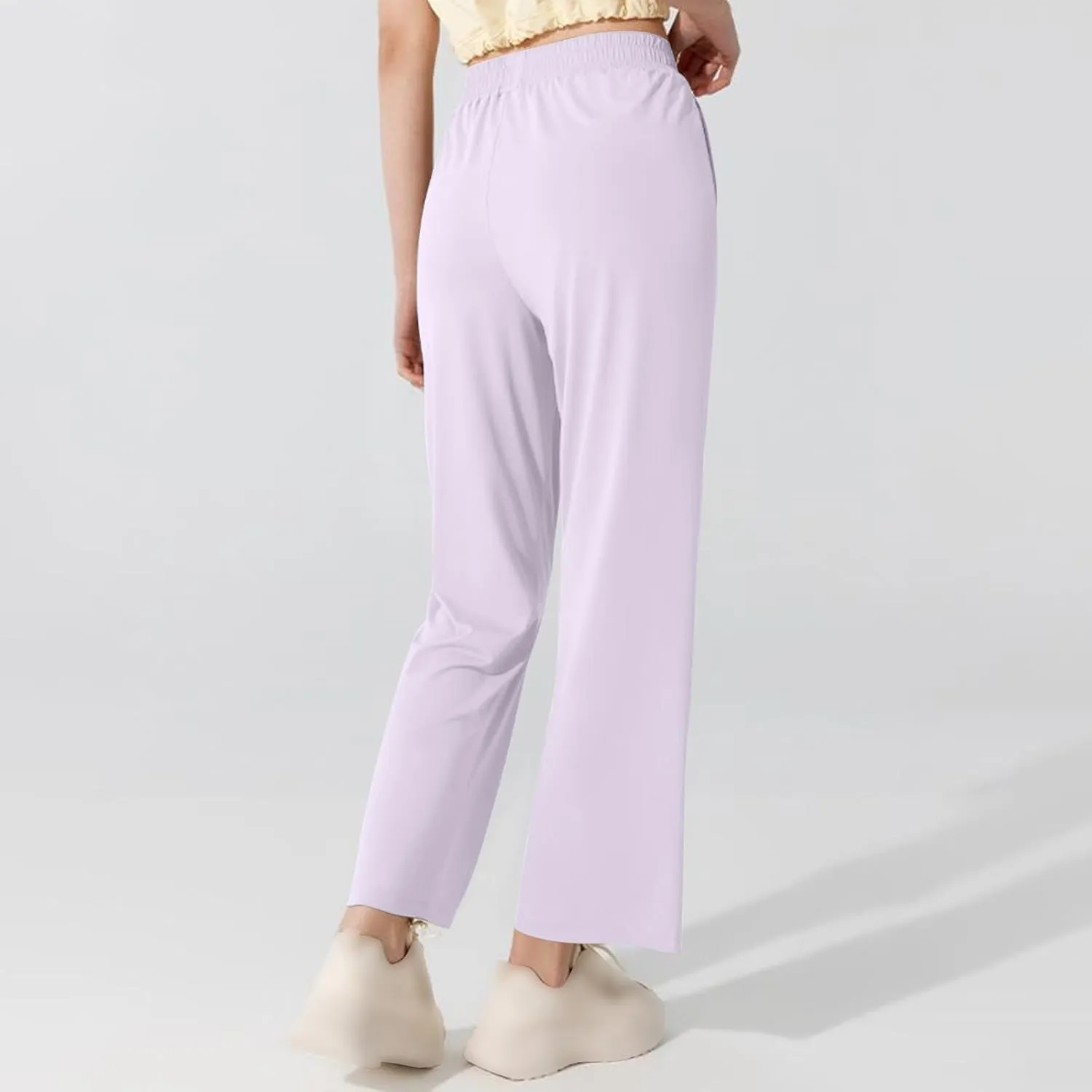 Women's High Waisted Wide Leg Pants with Pockets Casual Loose Palazzo Trousers Solid Straight Baggy Sweatpants Loungewear
