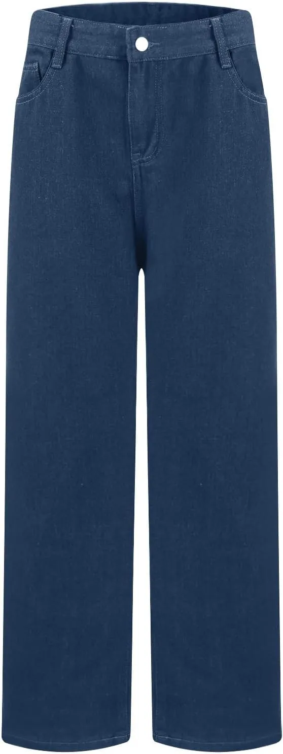 Womens Jeans High Waisted Straight Leg Loose Stretchy Lightweight Baggy Jeans Vintage Comfy Denim Sweatpants with Pockets