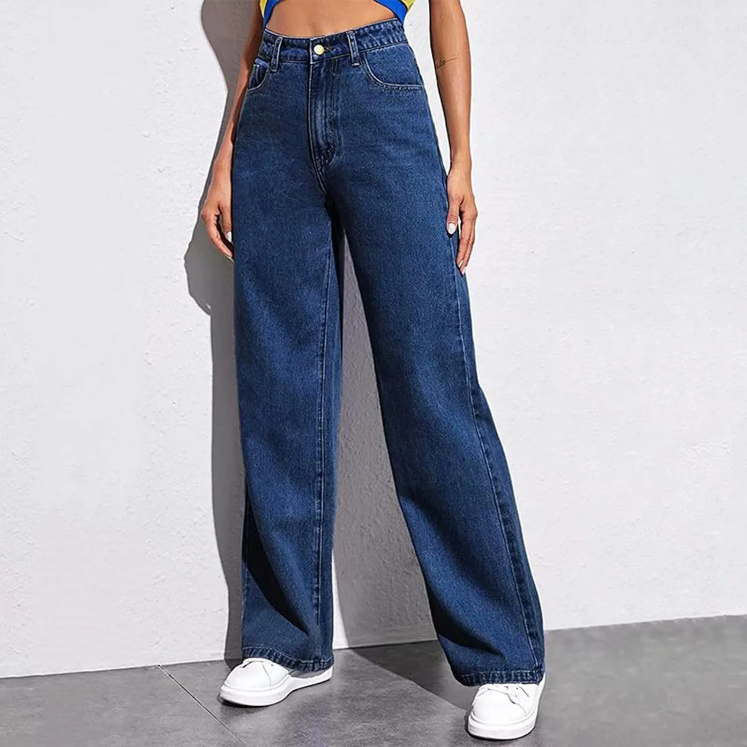 Womens Jeans High Waisted Straight Leg Loose Stretchy Lightweight Baggy Jeans Vintage Comfy Denim Sweatpants with Pockets