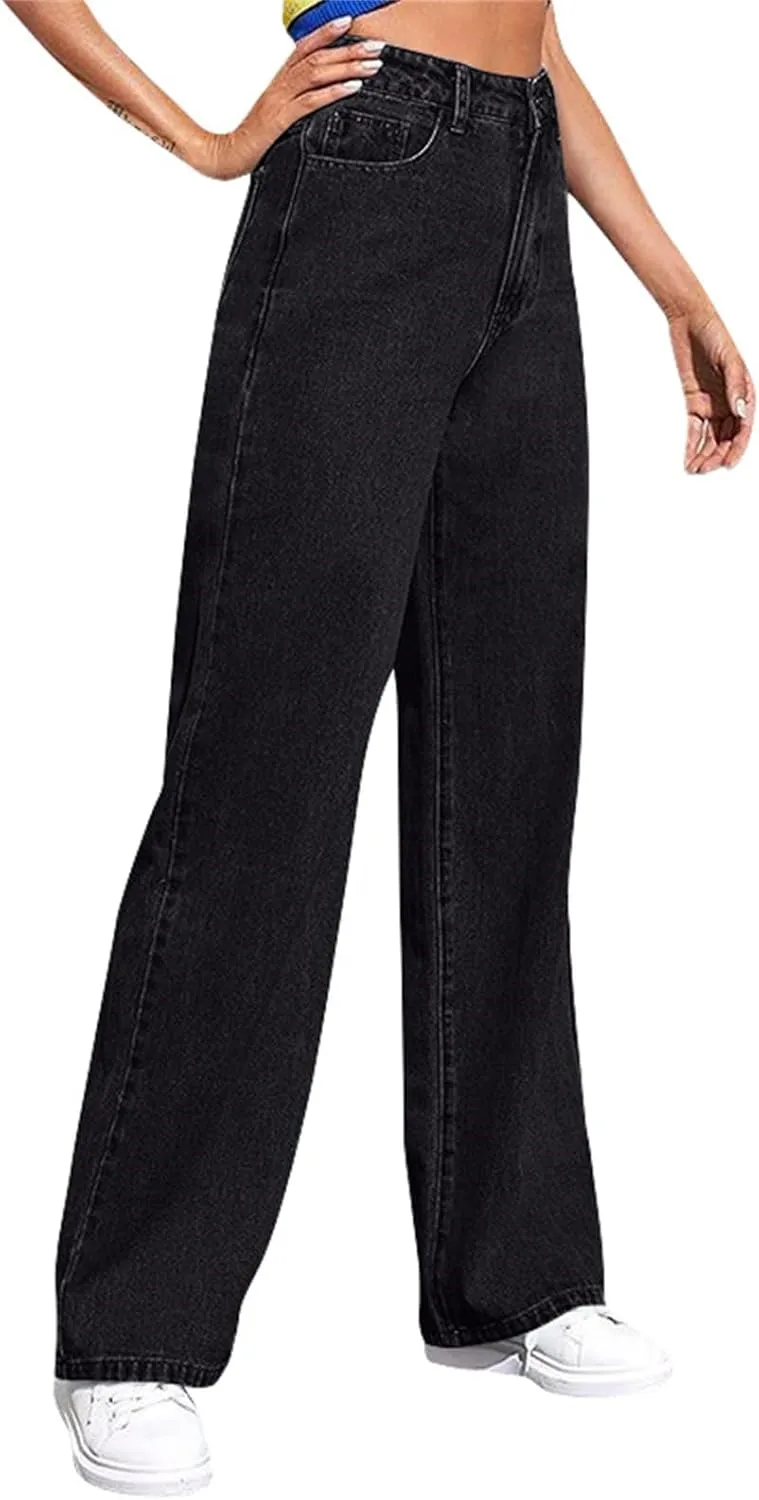 Womens Jeans High Waisted Straight Leg Loose Stretchy Lightweight Baggy Jeans Vintage Comfy Denim Sweatpants with Pockets