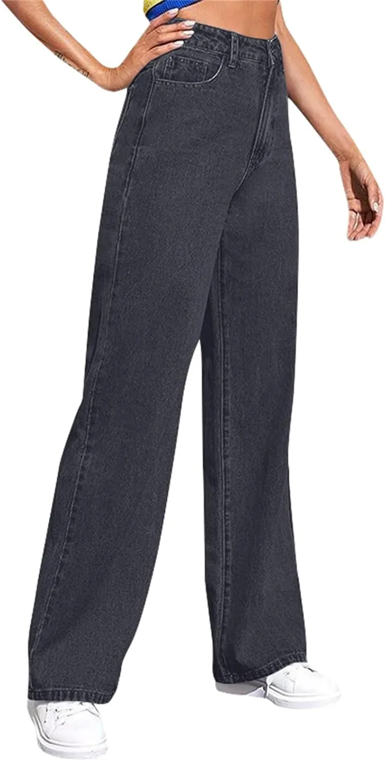 Womens Jeans High Waisted Straight Leg Loose Stretchy Lightweight Baggy Jeans Vintage Comfy Denim Sweatpants with Pockets