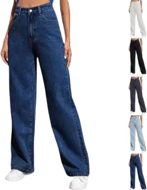 Womens Jeans High Waisted Straight Leg Loose Stretchy Lightweight Baggy Jeans Vintage Comfy Denim Sweatpants with Pockets