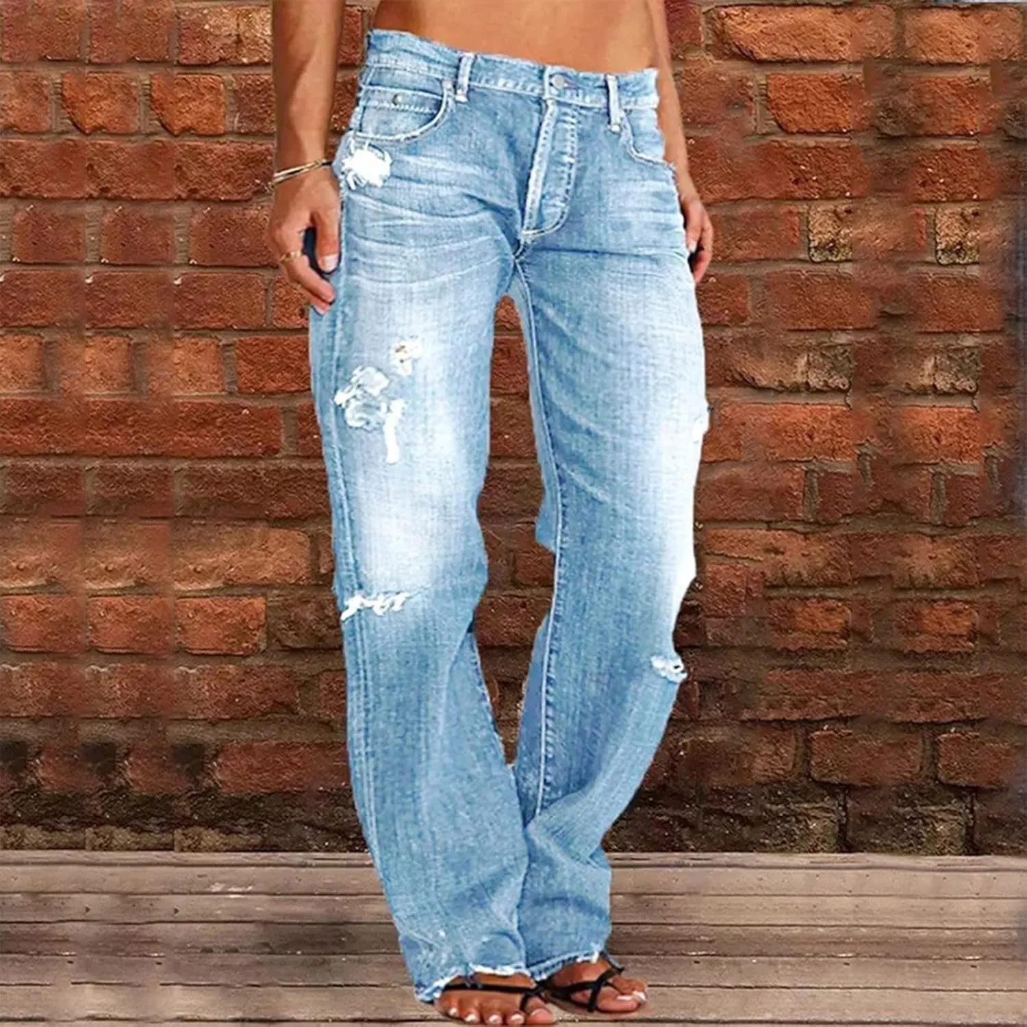 Womens Jeans Up Pants Jeans Mid Womens Poket Lace Denim Casual Women's Jeans Plus Size Skinny Jeans for Women Jeans