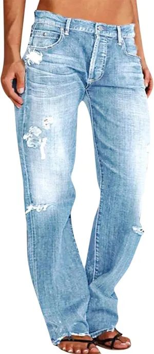 Womens Jeans Up Pants Jeans Mid Womens Poket Lace Denim Casual Women's Jeans Plus Size Skinny Jeans for Women Jeans