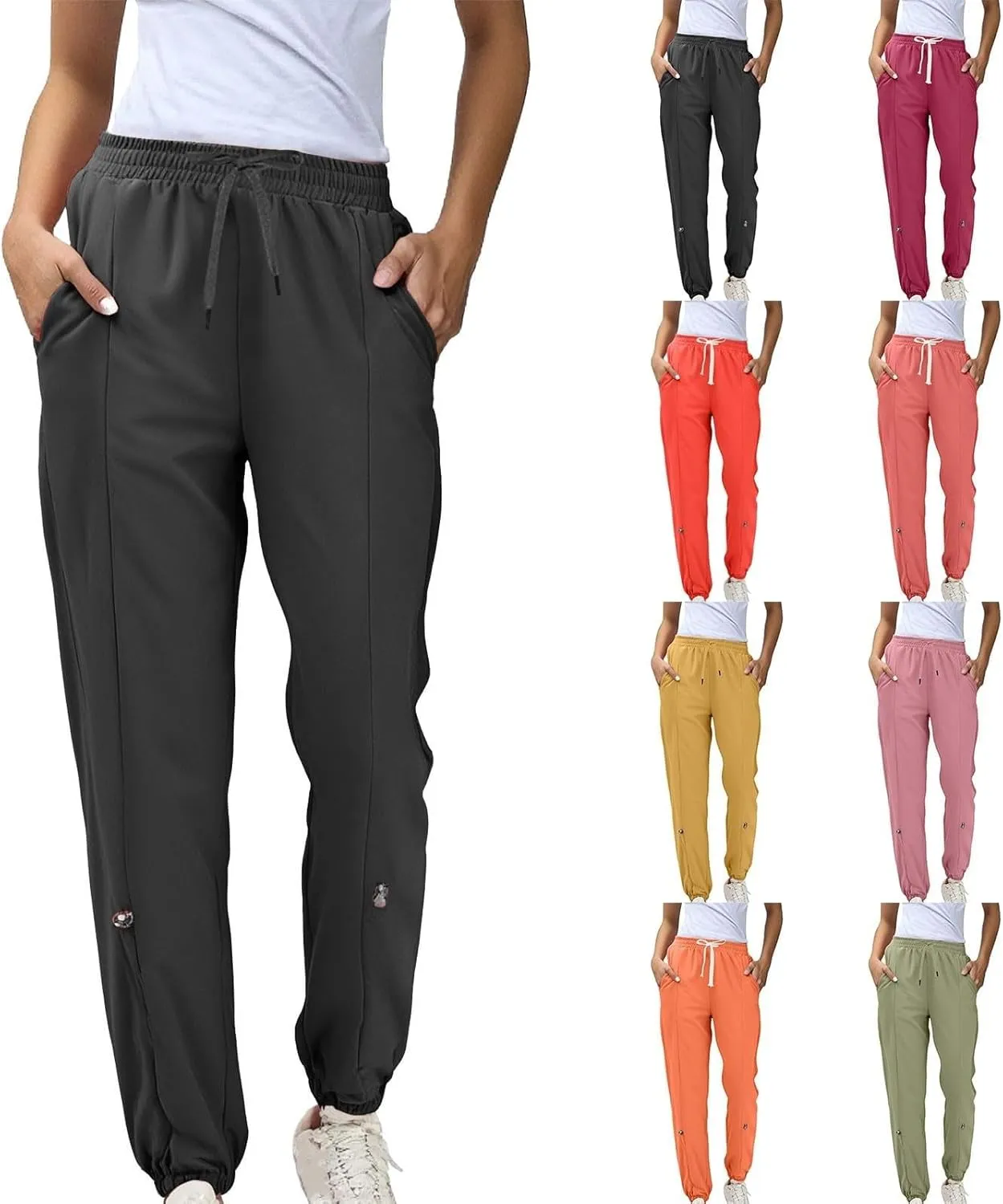 Women's Joggers Drawstring Hiking Pants with Pockets Active Pant for Women Athletic Stretch Breathable Sweatpant