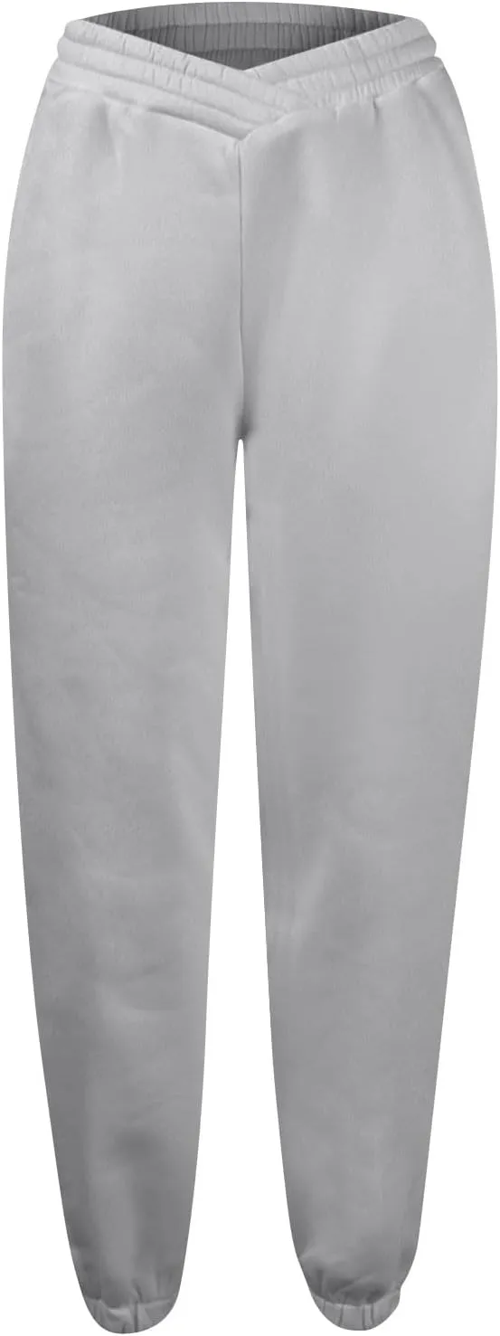 Womens Joggers with Pockets Fleece Baggy Sweatpants Low Rise Crossover Waist Loose Lounge Pants Workout Ankle Pants