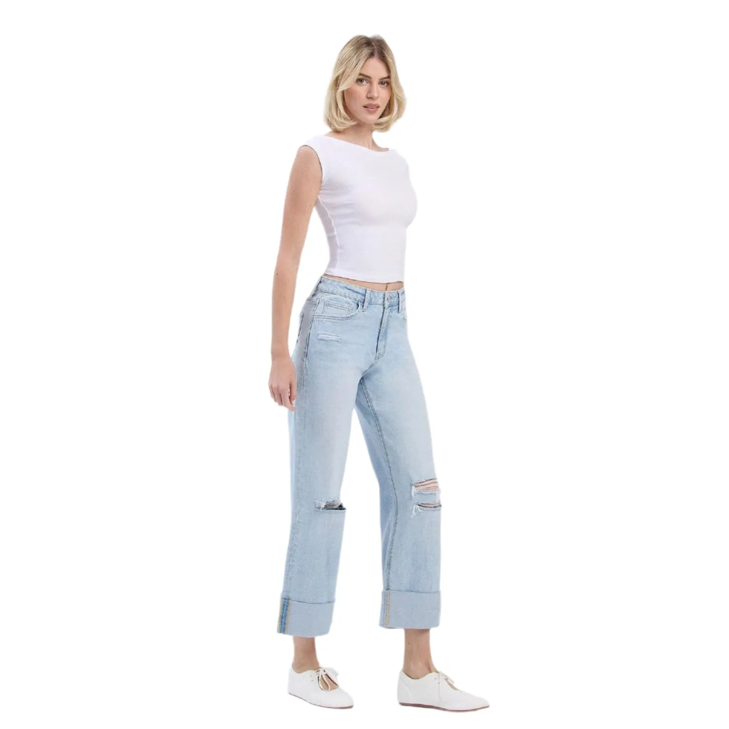 Women's Lovervet Super High Rise Double Cuffed Baggy Wide Leg Jeans LV1459L