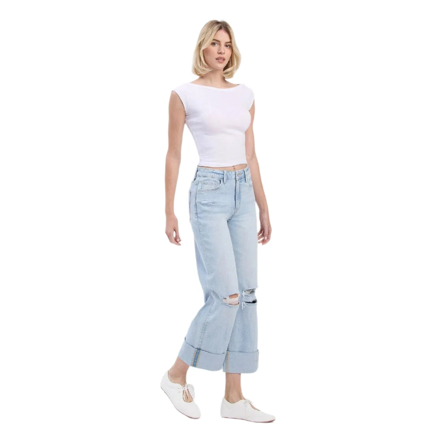Women's Lovervet Super High Rise Double Cuffed Baggy Wide Leg Jeans LV1459L