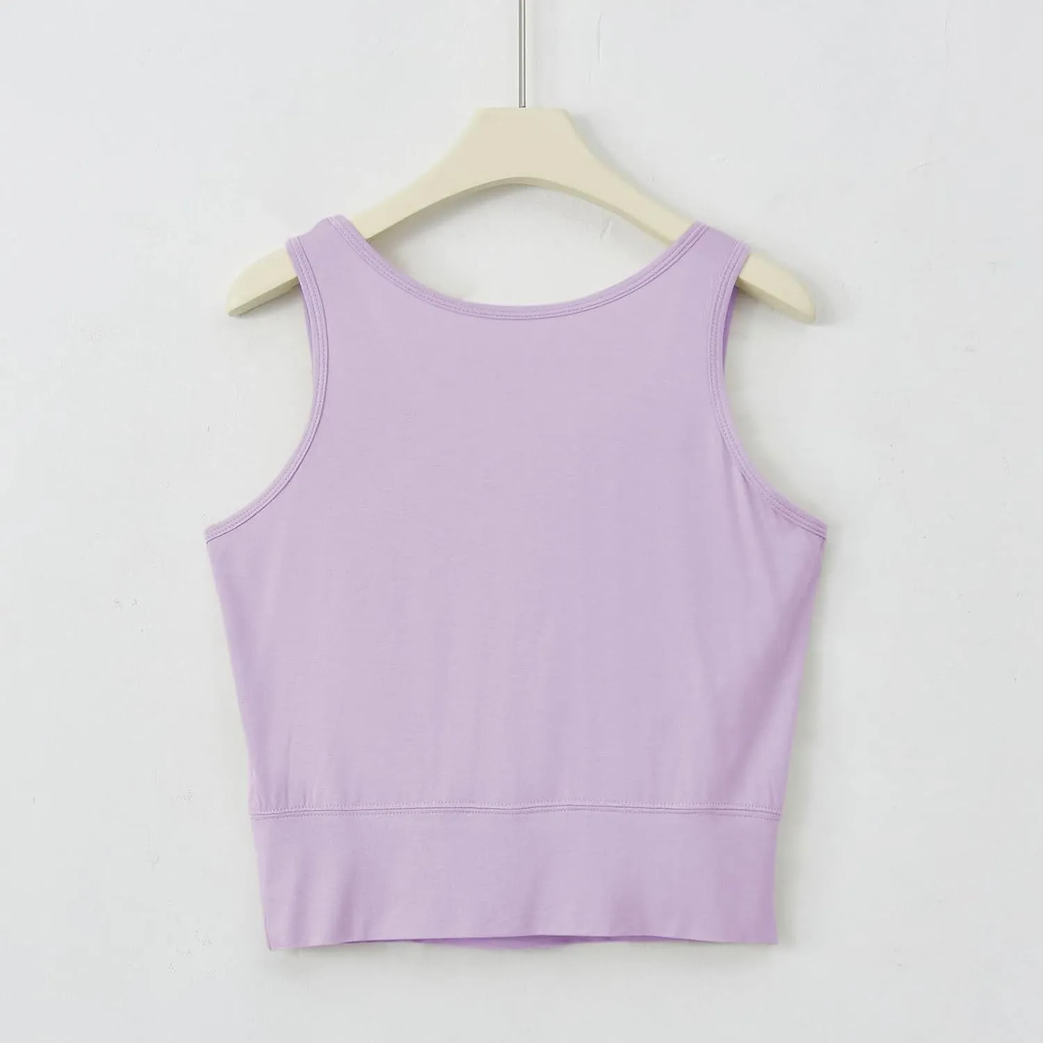 Women's Modal Crop Tank Top Built in Bra, Summer Comfy Breathable Running Workout Clothes Light Support Slim Tops
