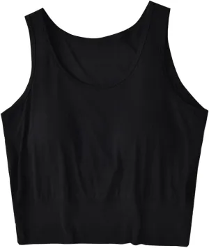 Women's Modal Crop Tank Top Built in Bra, Summer Comfy Breathable Running Workout Clothes Light Support Slim Tops