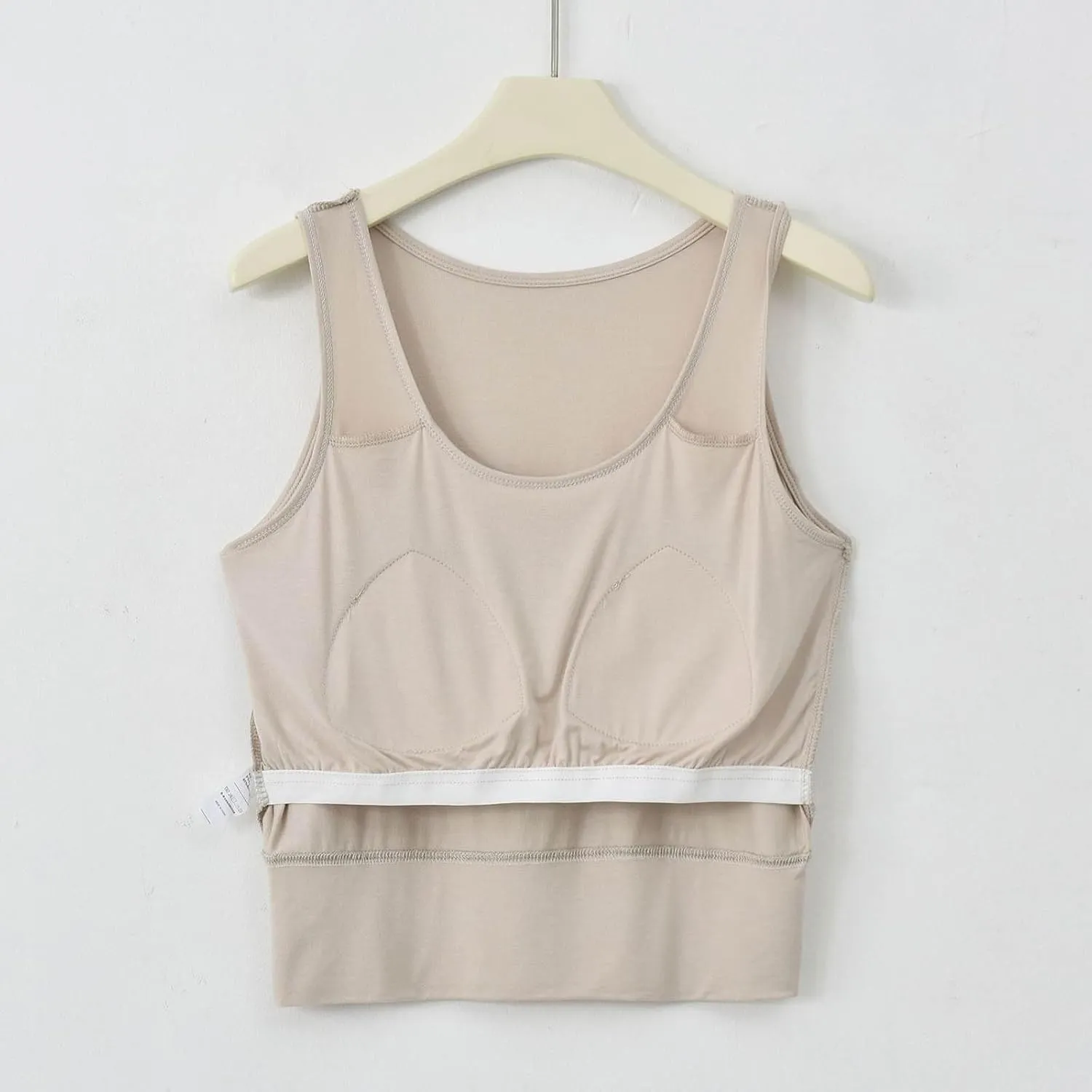 Women's Modal Crop Tank Top Built in Bra, Summer Comfy Breathable Running Workout Clothes Light Support Slim Tops