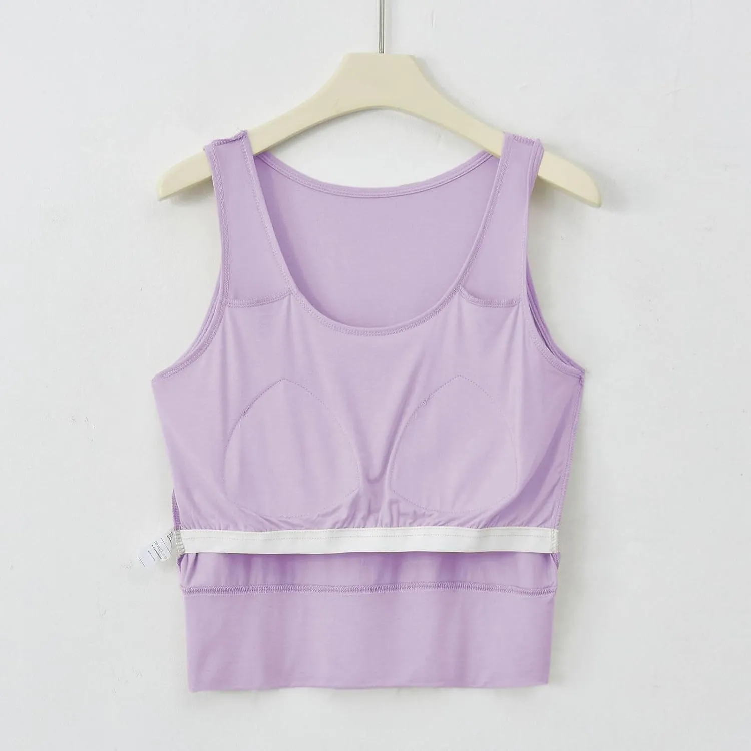 Women's Modal Crop Tank Top Built in Bra, Summer Comfy Breathable Running Workout Clothes Light Support Slim Tops