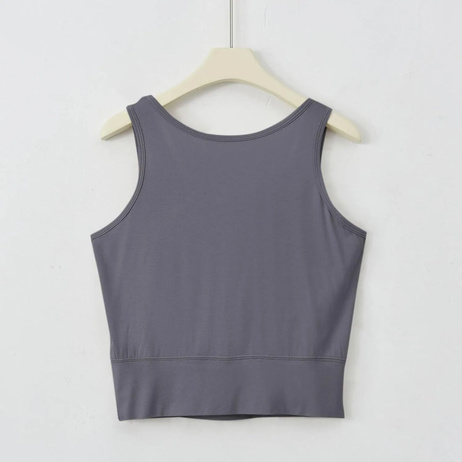 Women's Modal Crop Tank Top Built in Bra, Summer Comfy Breathable Running Workout Clothes Light Support Slim Tops