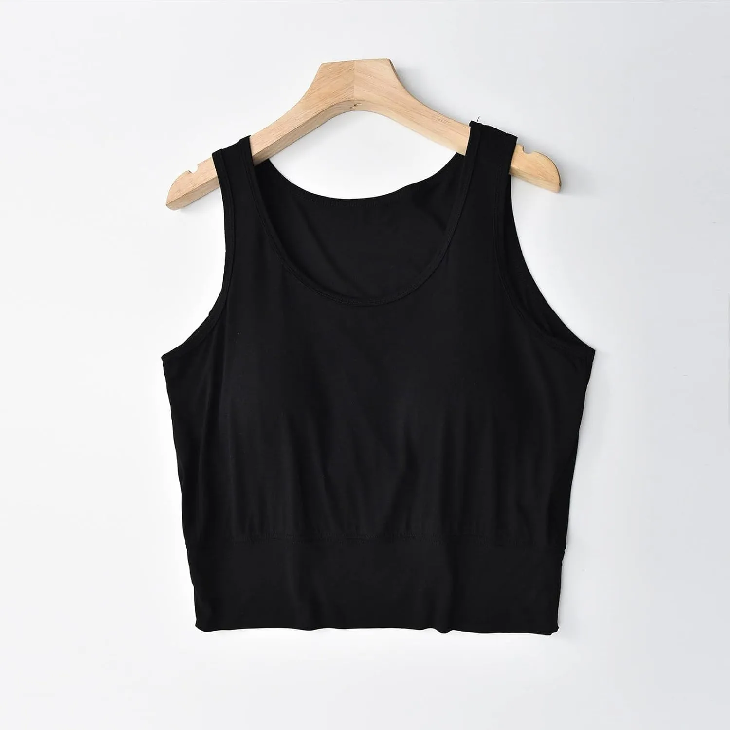 Women's Modal Crop Tank Top Built in Bra, Summer Comfy Breathable Running Workout Clothes Light Support Slim Tops