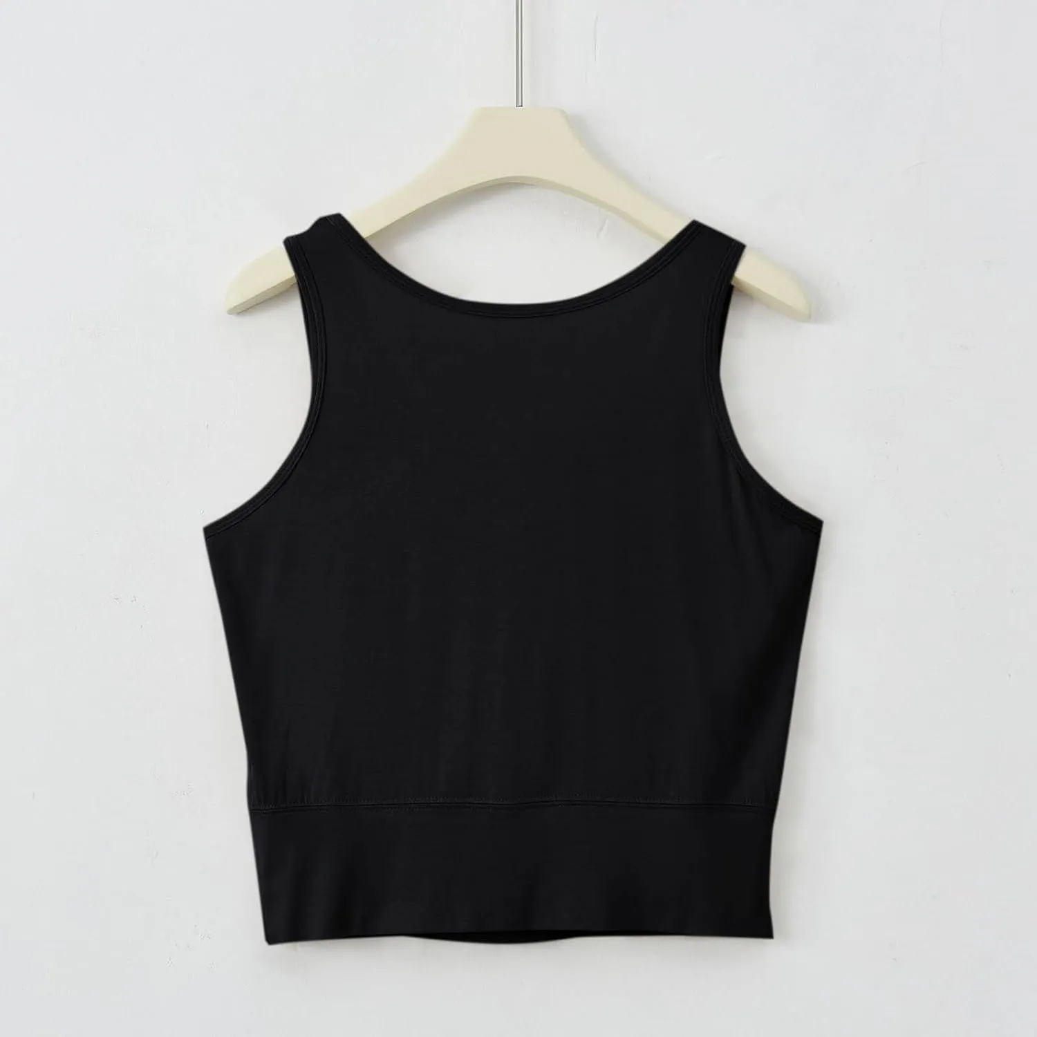 Women's Modal Crop Tank Top Built in Bra, Summer Comfy Breathable Running Workout Clothes Light Support Slim Tops