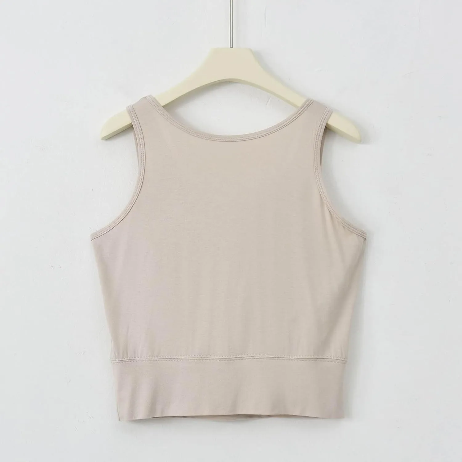 Women's Modal Crop Tank Top Built in Bra, Summer Comfy Breathable Running Workout Clothes Light Support Slim Tops