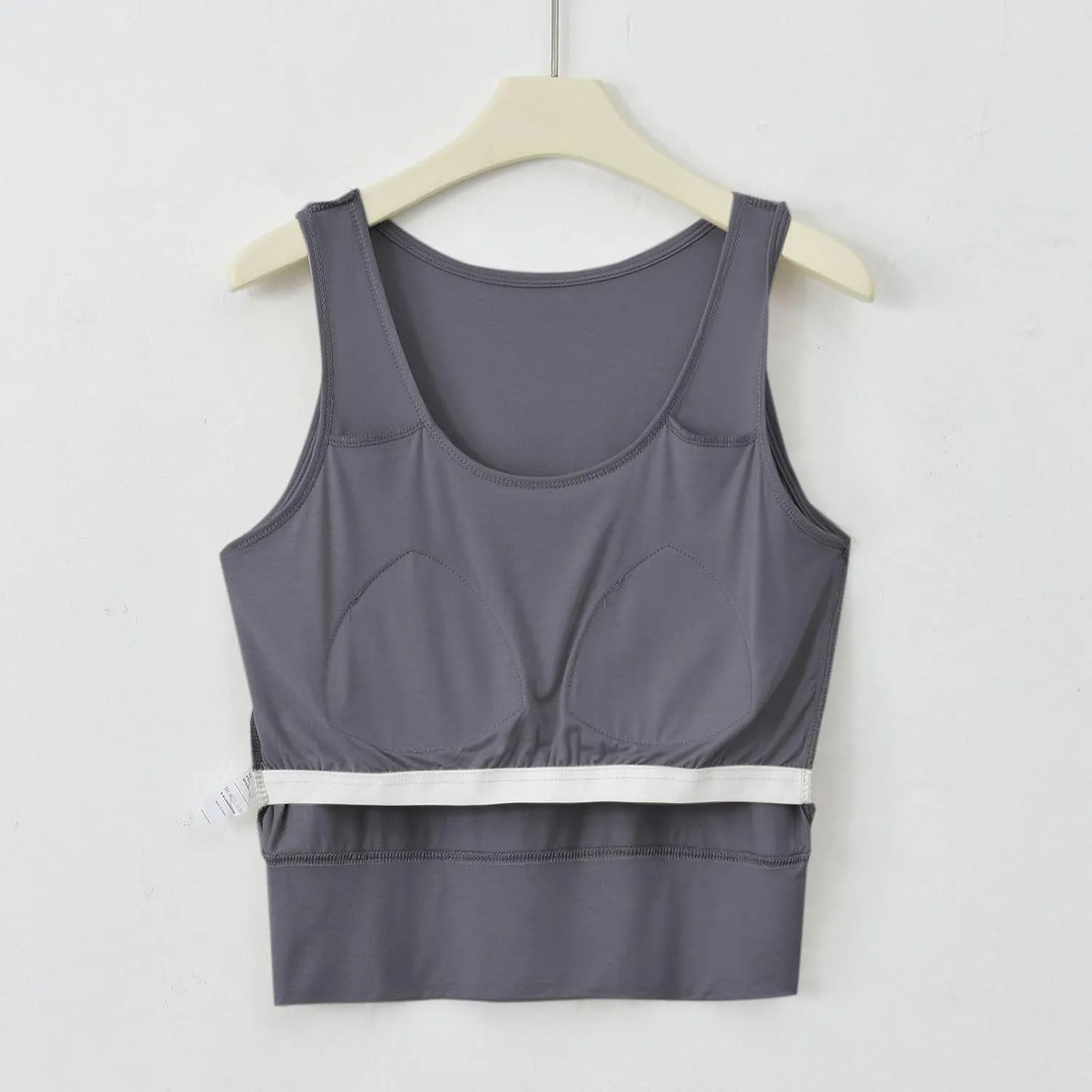 Women's Modal Crop Tank Top Built in Bra, Summer Comfy Breathable Running Workout Clothes Light Support Slim Tops