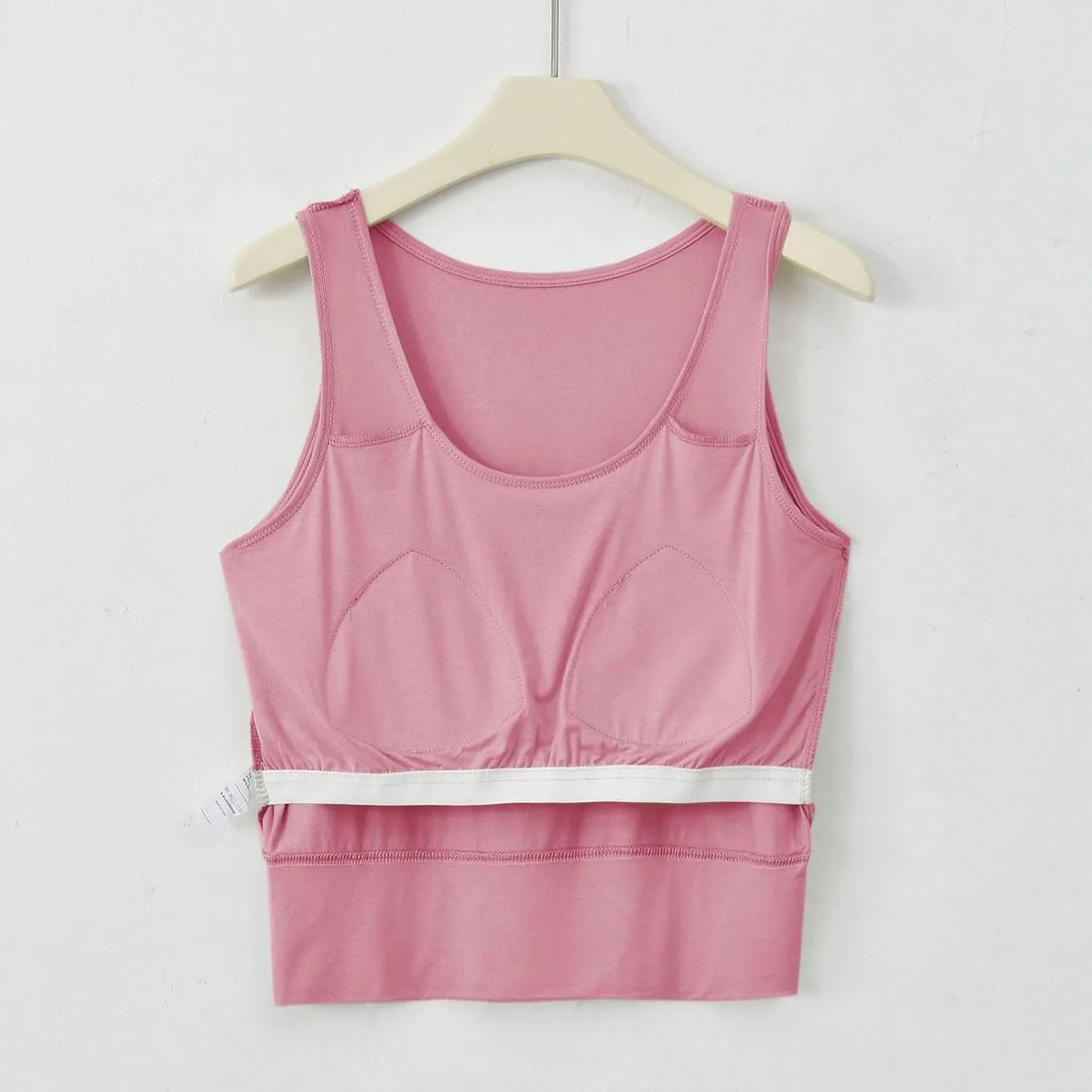 Women's Modal Crop Tank Top Built in Bra, Summer Comfy Breathable Running Workout Clothes Light Support Slim Tops