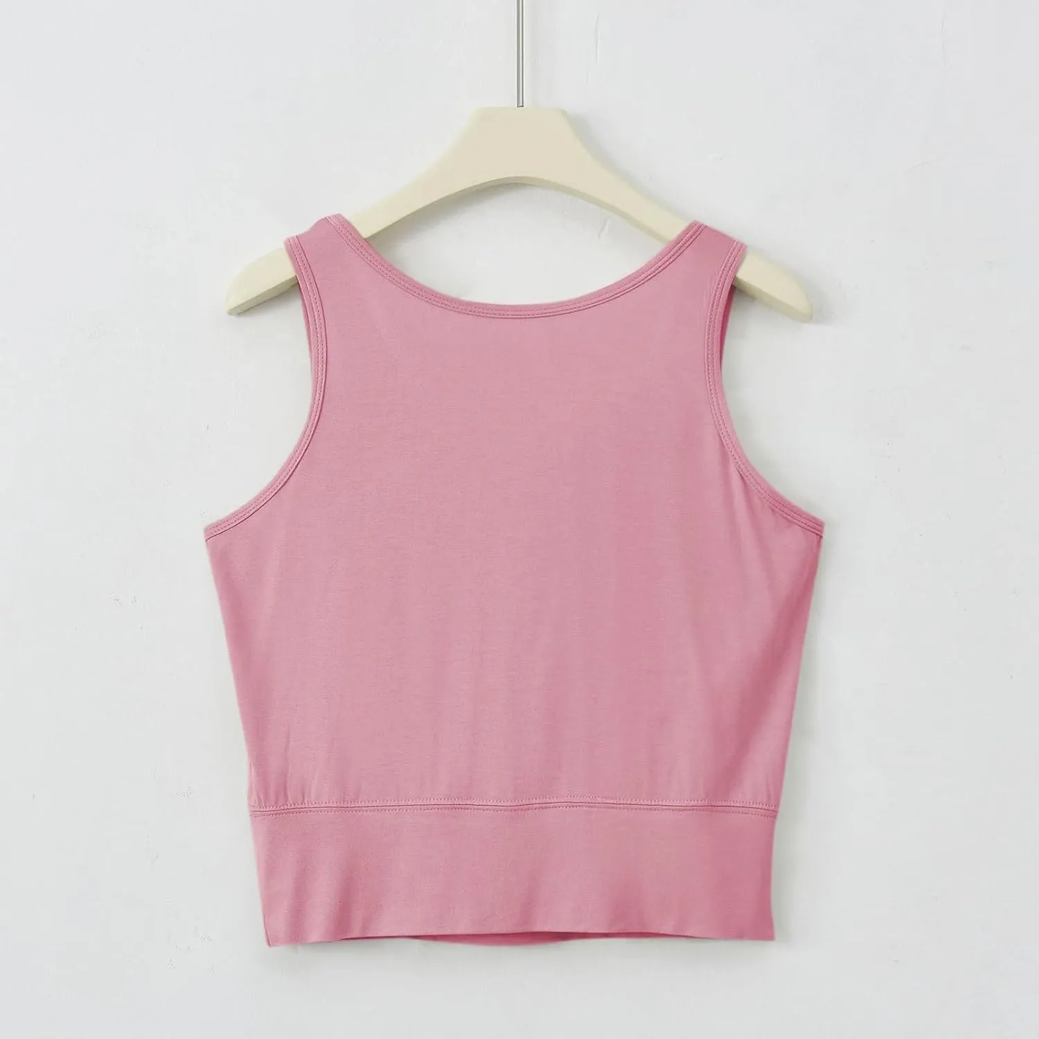 Women's Modal Crop Tank Top Built in Bra, Summer Comfy Breathable Running Workout Clothes Light Support Slim Tops