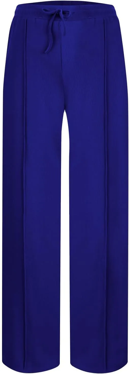 Women's Pants Comfy Corduroy Straight Wide Leg Pants Classic Elastic Waisted Loungewear Loose Plus Size Trousers