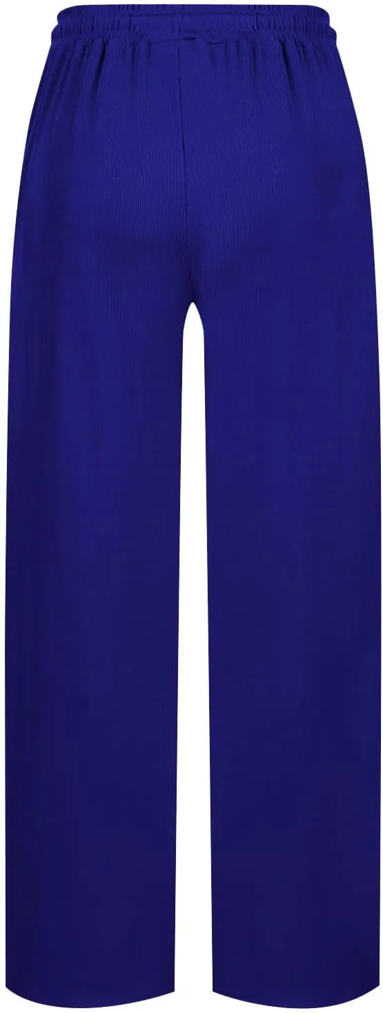 Women's Pants Comfy Corduroy Straight Wide Leg Pants Classic Elastic Waisted Loungewear Loose Plus Size Trousers