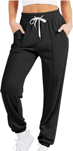 Womens Pants Trendy 2024 Relaxed Fit Athletic Gym Jogger Sweatpants Trendy Baggy Active Loungewear Fall Sweat Pants