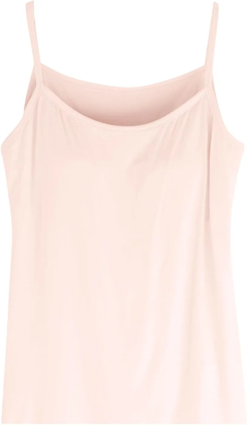 Women's Plus Size Tank Tops with Built in Bras 2025 Summer Casual Loose Fit Tunic Cami Spaghetti Strap Blouses