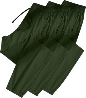 Women's Quick-Drying Sweatpants Summer Ice Silk Trousers Breathable Sports Stretch Straight Pants with Pockets