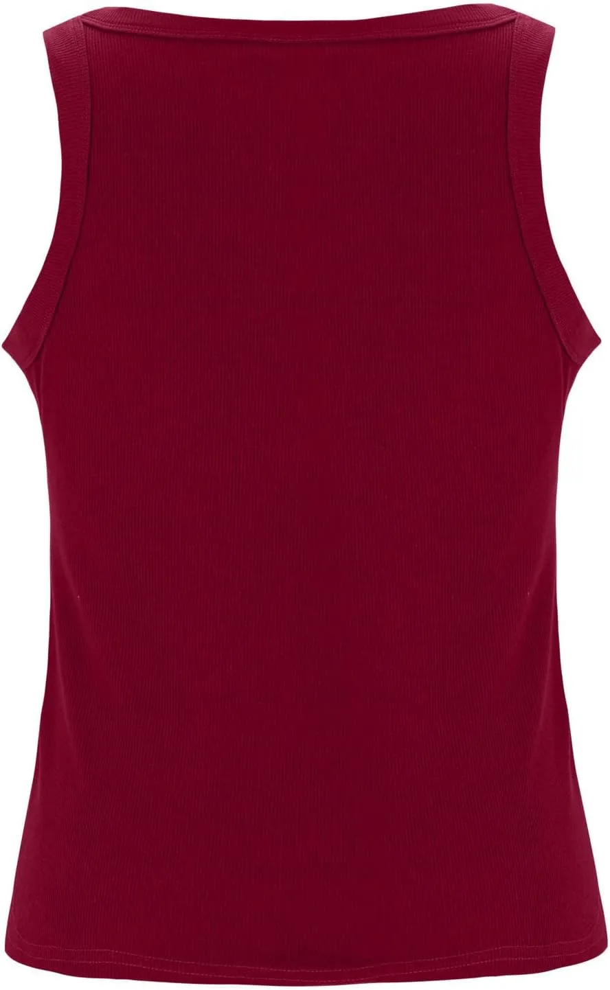 Womens Ribbed Knit Tank Tops with Built in Bras Summer Slim Fitness Athletic Workout Shirts Sleeveless Gym Basic Tees