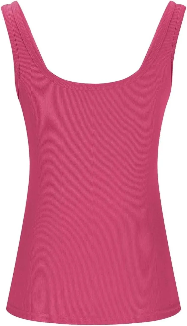 Women's Scoop Neck Sleeveless Knit Tank Tops Slim Fit Double Lined Tops Basic Going Out Y2k Summer Tight T Shirts